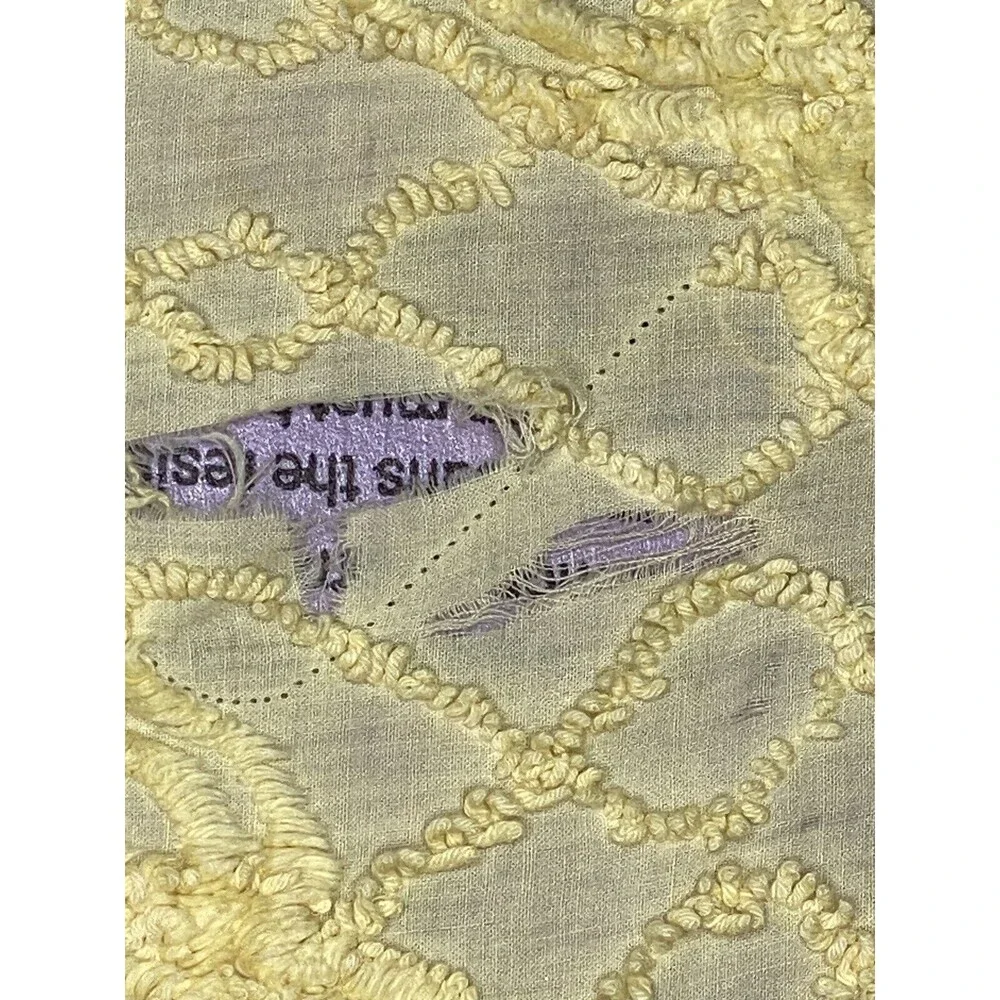 Vtg Twin‎ Yellow Floral Chenille Bedspread 92x108